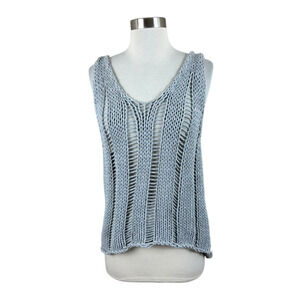 Eileen Fisher The Fisher Project Gray Knit Sweater Vest Size M Lagenlook Coastal